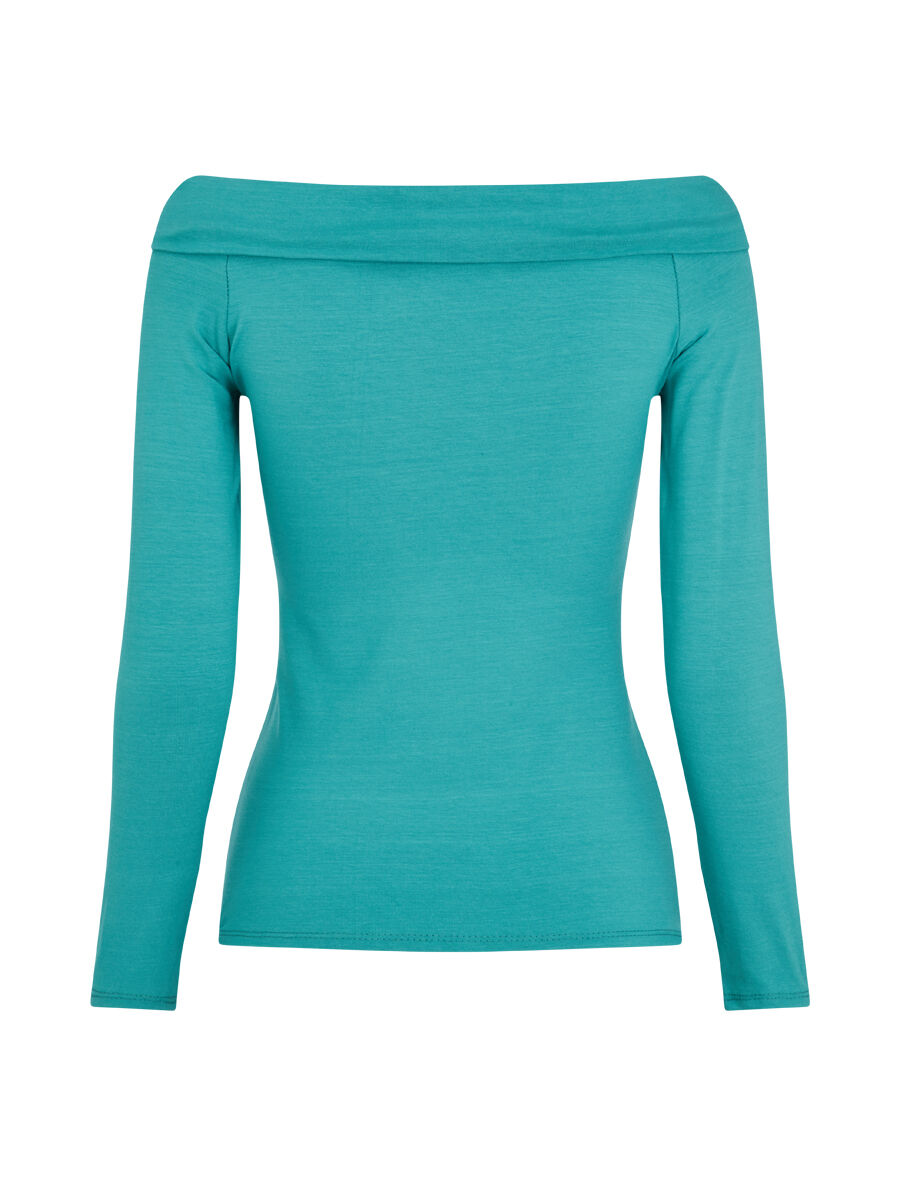 Top à col V à revers et manches 3/4 - Turquoise - 2