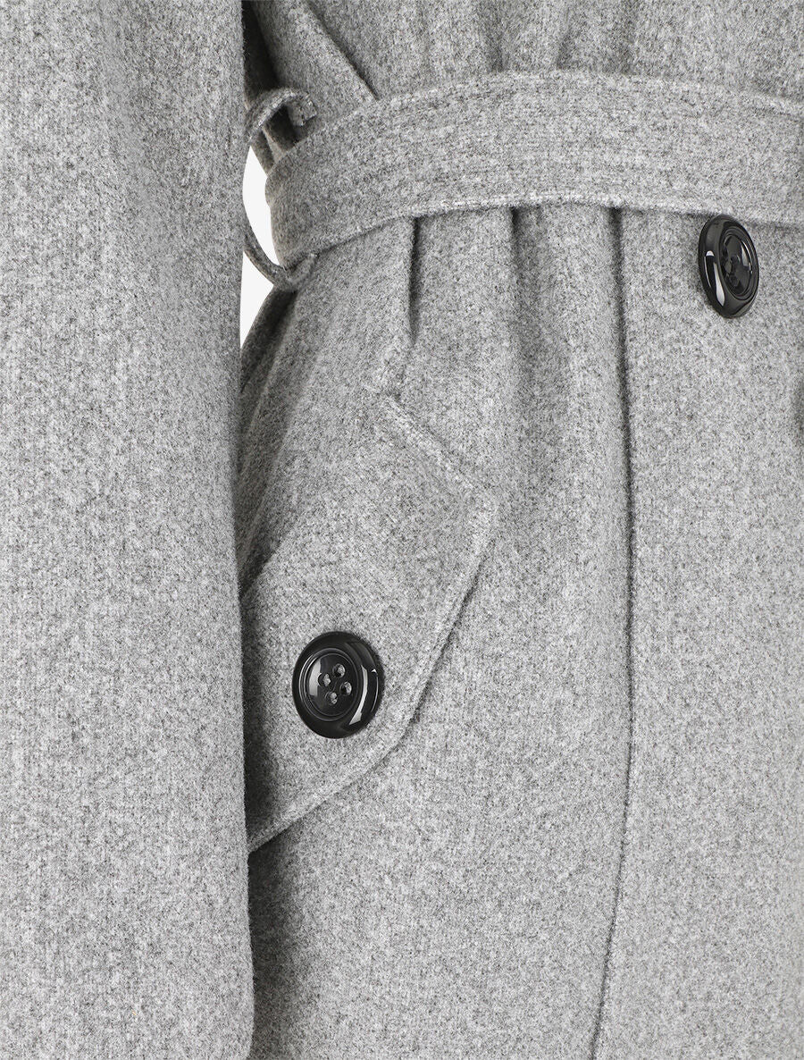 Manteau long croisé à capuche - Gris - 3