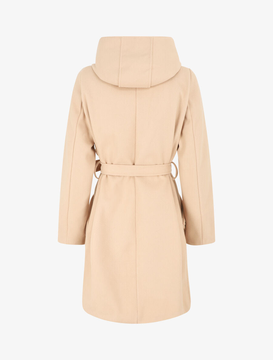 Manteau long croisé à capuche - Beige - 2