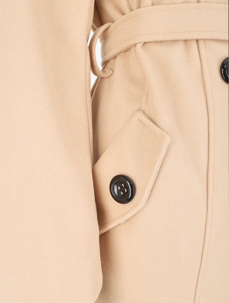 Manteau long croisé à capuche - Beige - 3