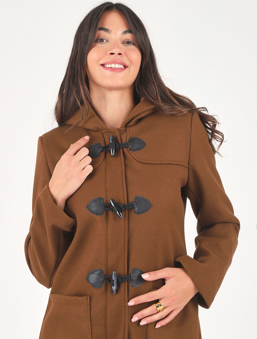 Duffle coat long coupe droite - Marron - 6