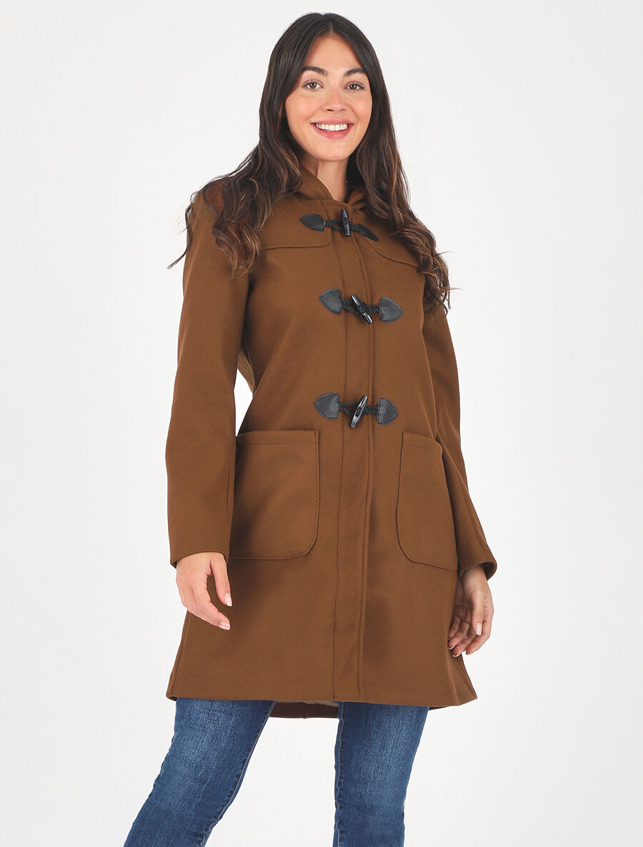 Duffle coat long coupe droite - Marron - 4
