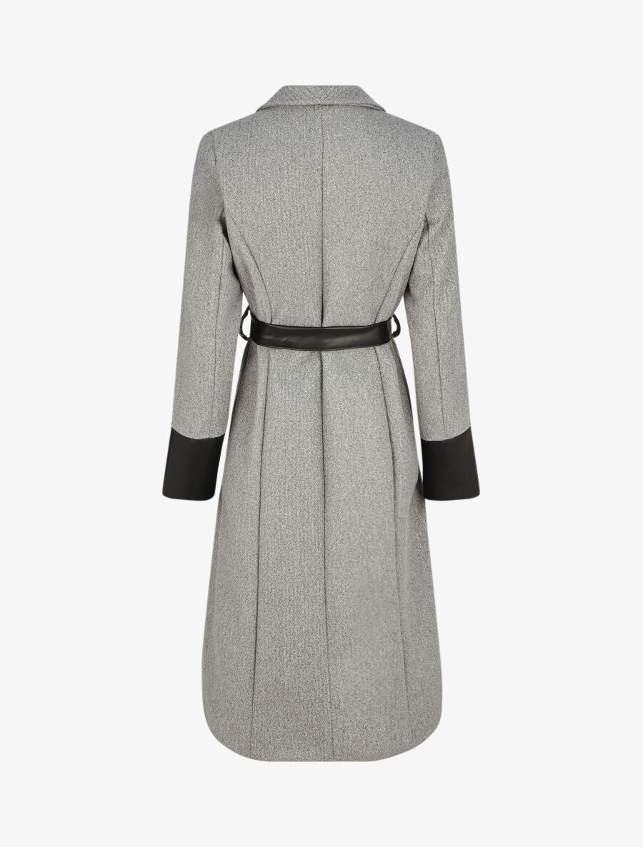 Manteau uni à manches en simili - Gris - 2