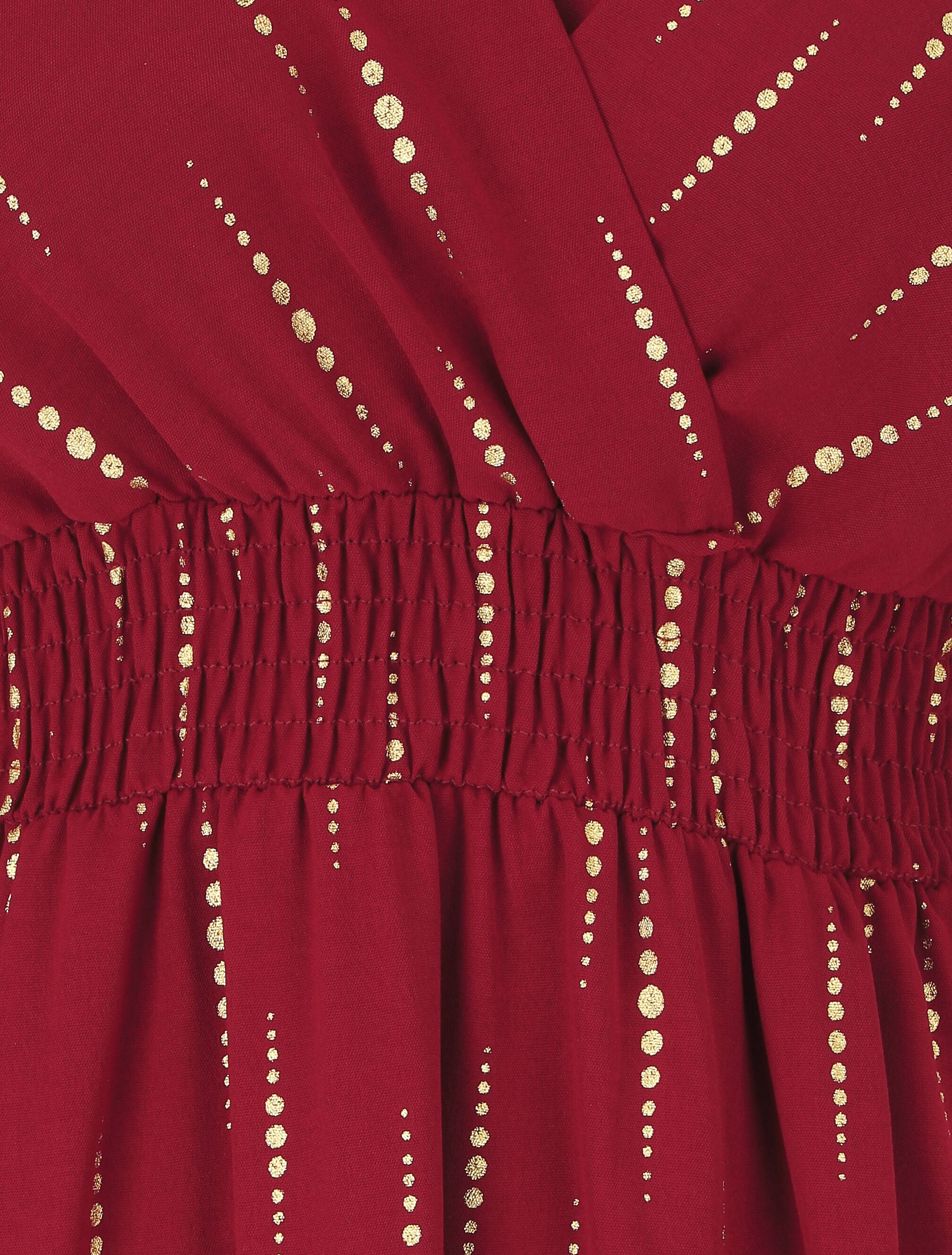 Robe mi-longue évasée imprimé graphique irisé - Bordeaux - 3