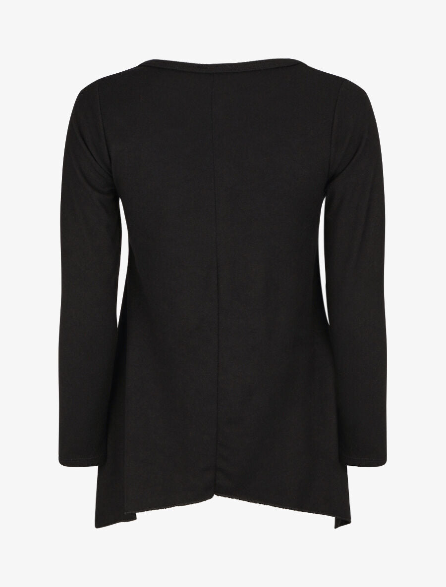 Pull fin à flocage - Noir - 2