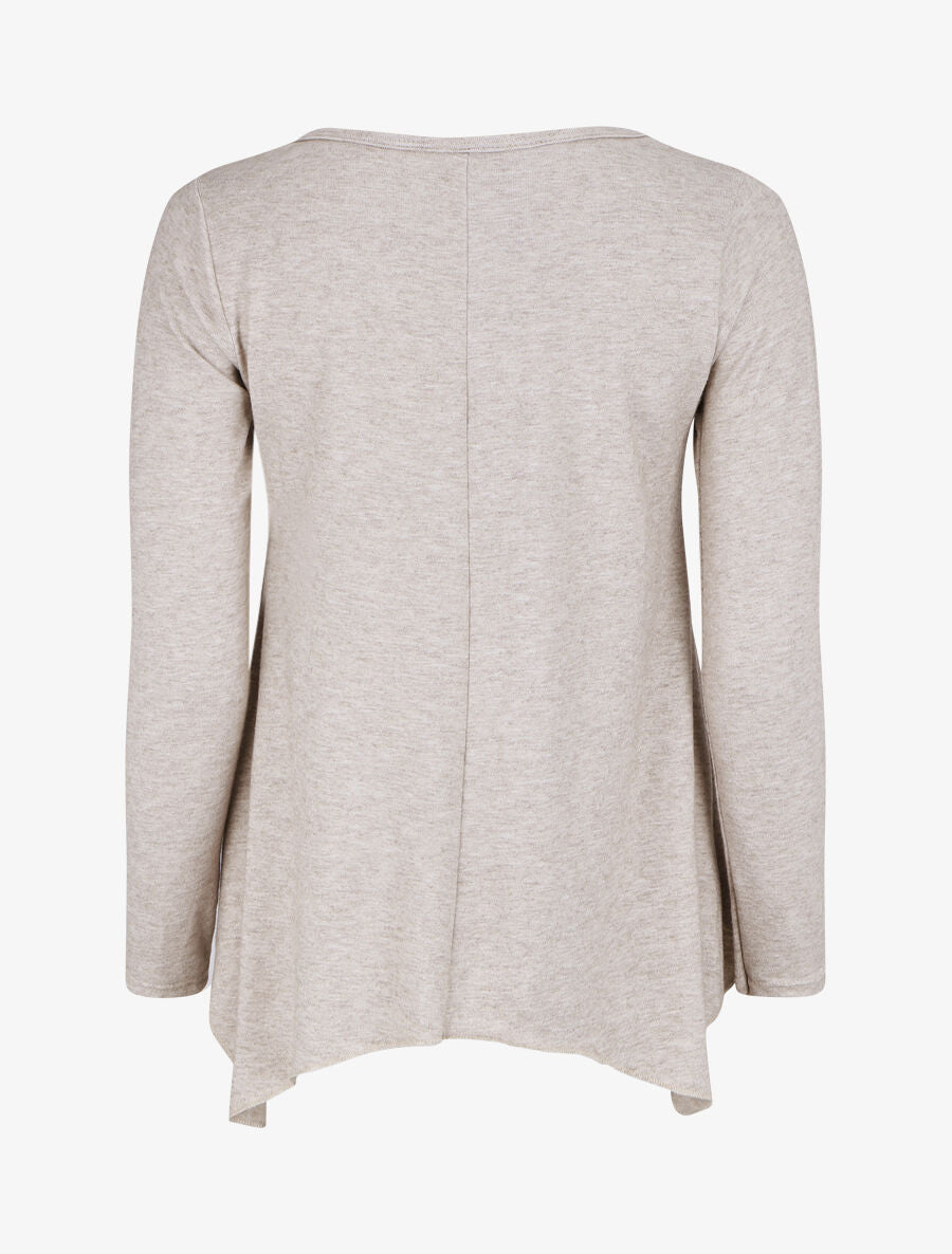 Pull fin à flocage - Beige - 2