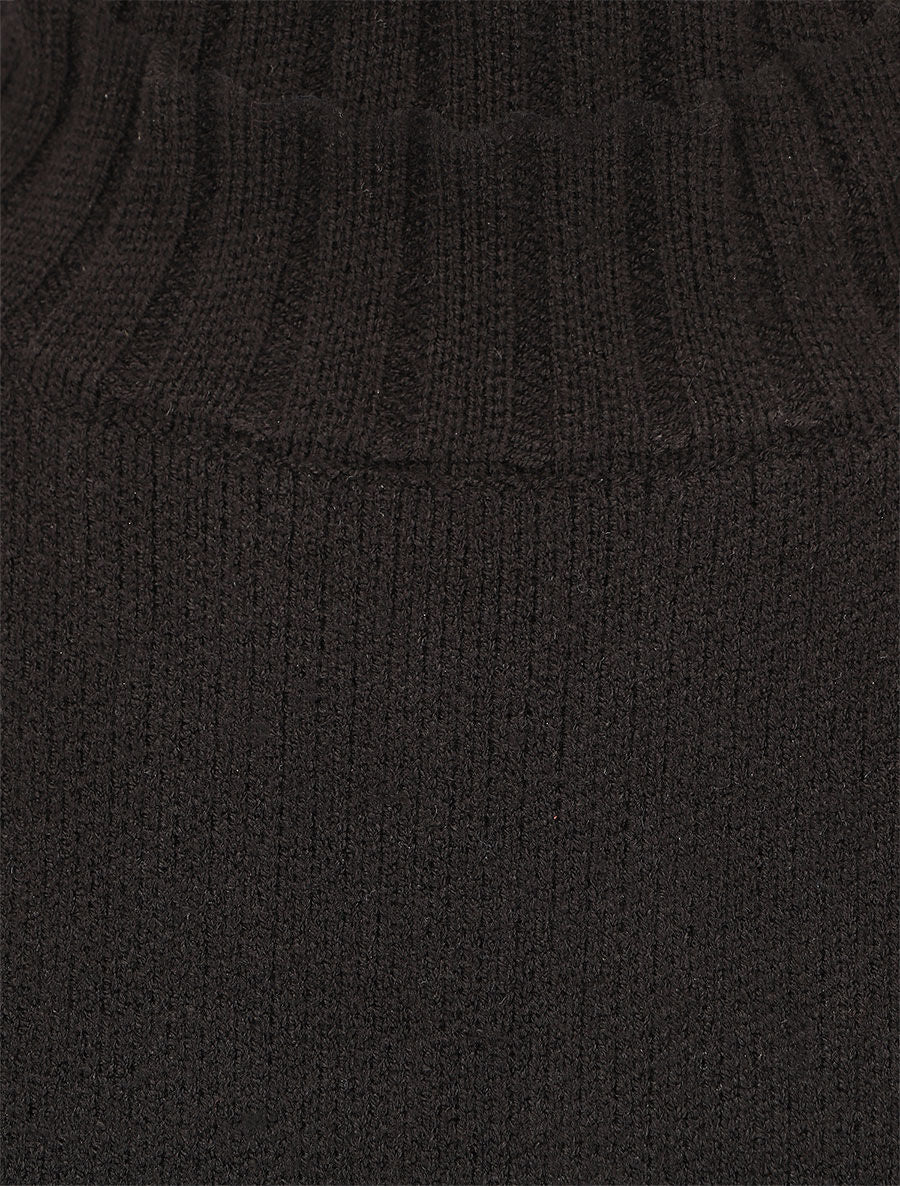 Pull bicolore à col montant - Noir - 3