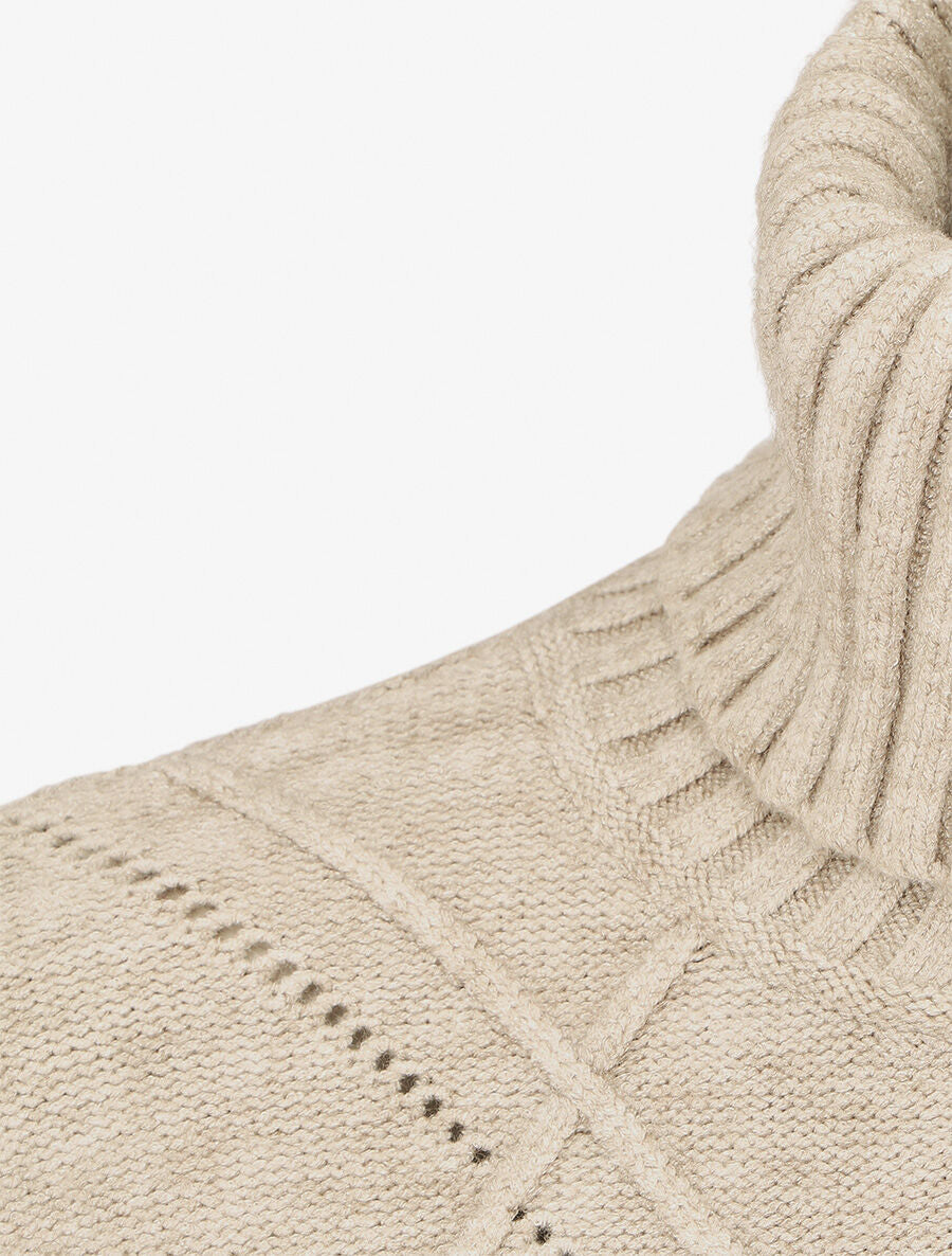 Pull ample col roulé - Beige - 3