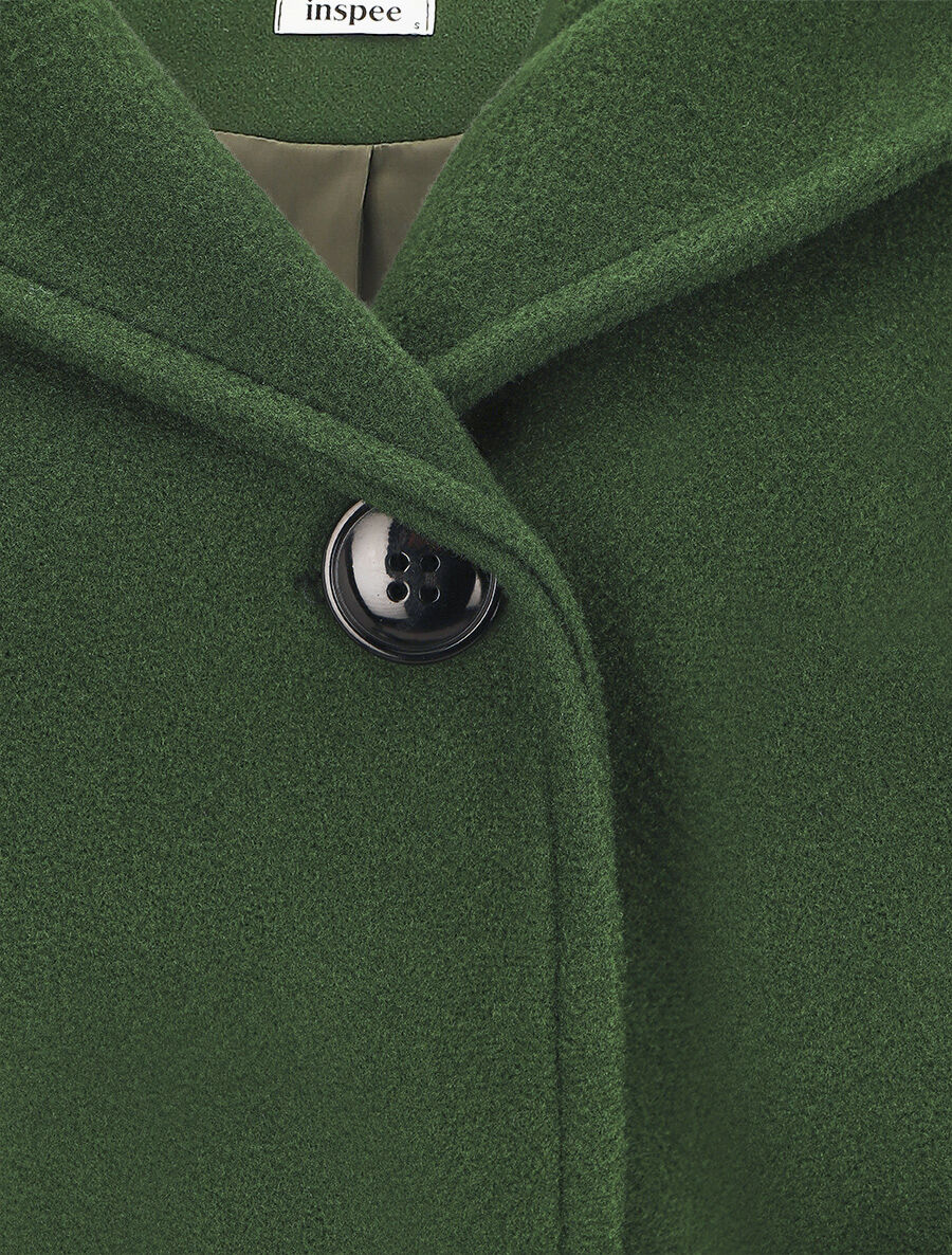 Manteau long ceinturé à capuche - Vert sapin - 3