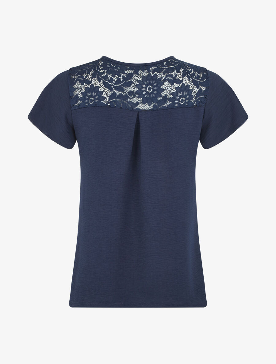 Top fluide en dentelle - Bleu nuit - 2