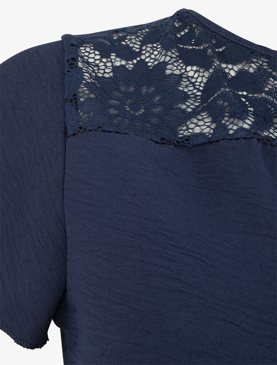 Top fluide en dentelle - Bleu nuit - 3