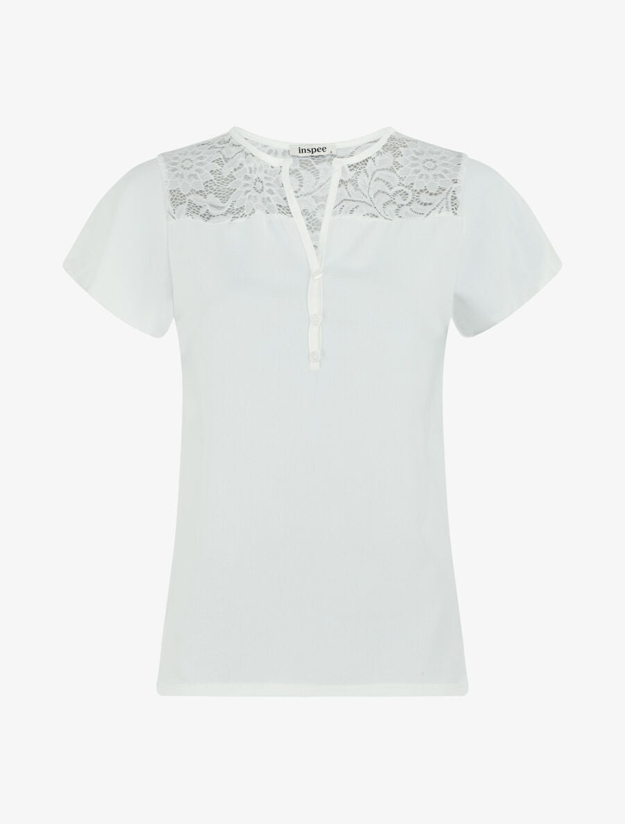 Top fluide en dentelle - Blanc - 1