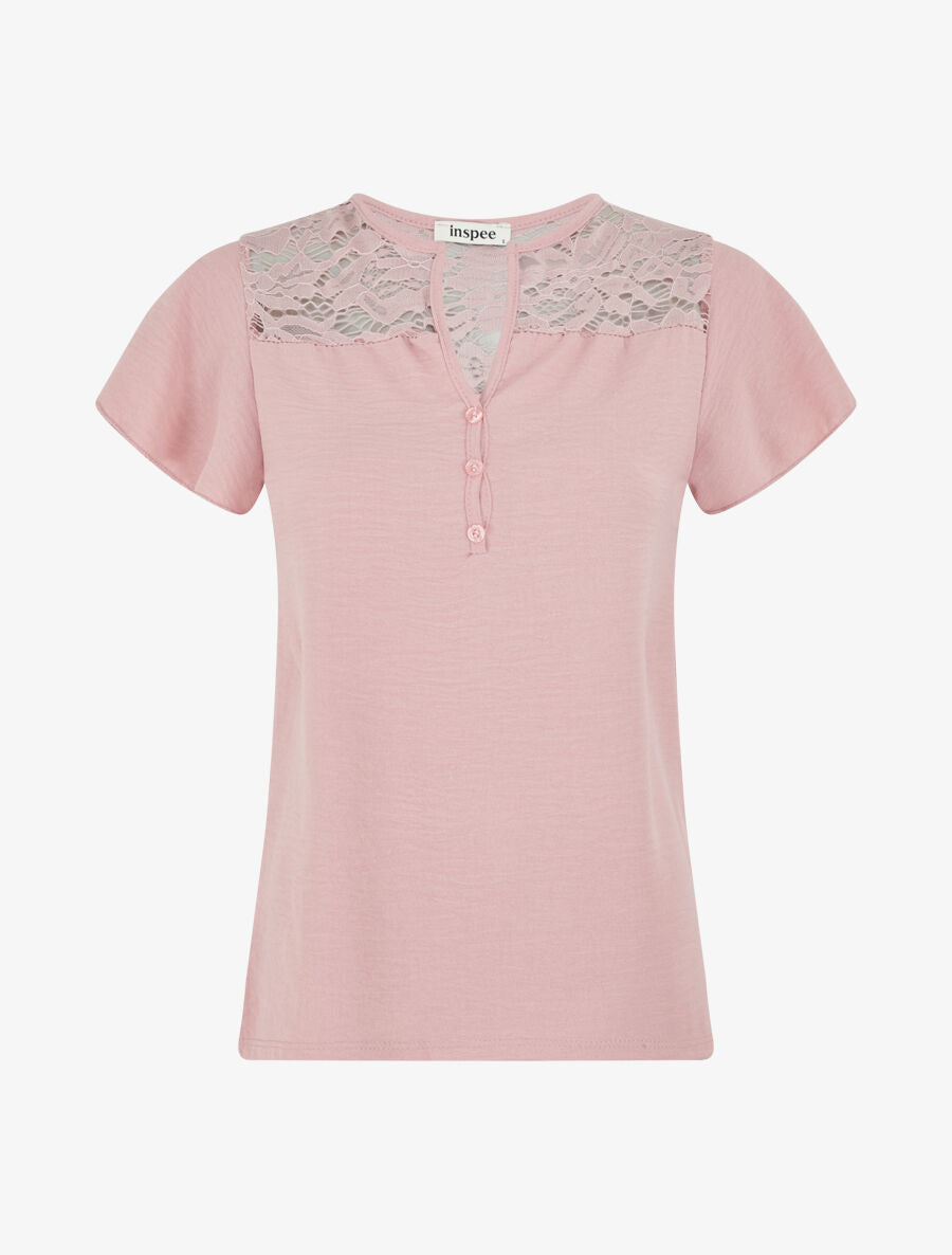 Top fluide en dentelle - Vieux rose - 4