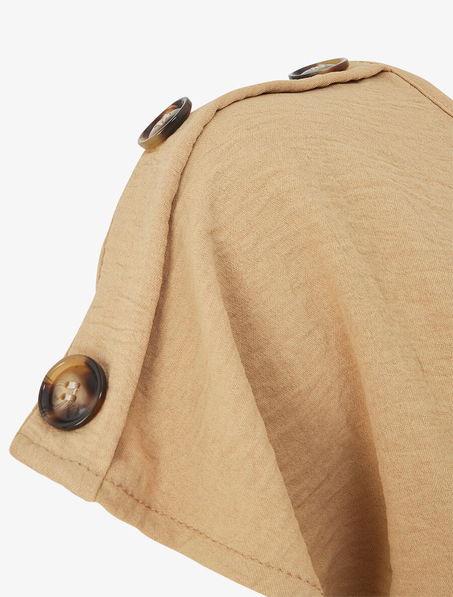 Top fluide à manches courtes et sautoir - Beige foncé - 3