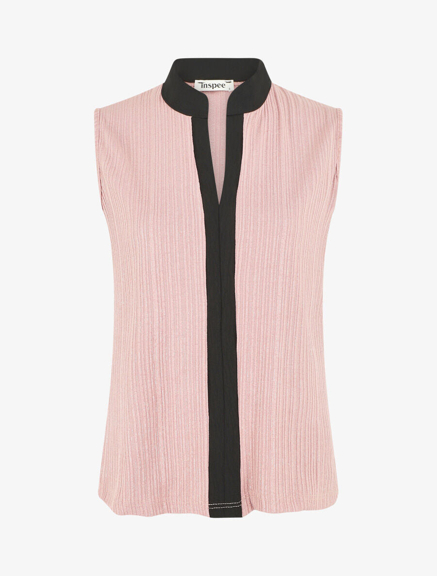 Top sans manches droit irisé - Rose - 1
