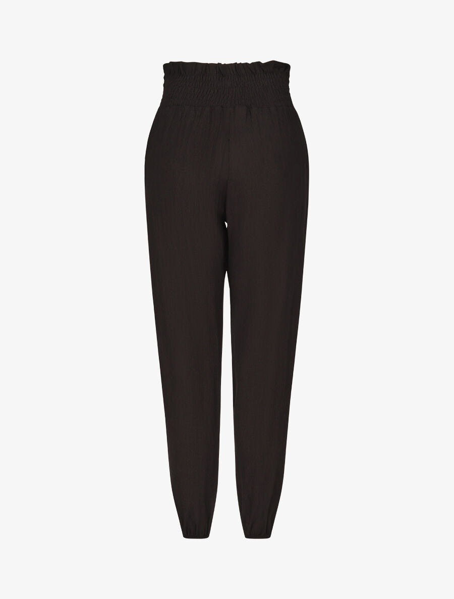Pantalon droit taille haute plissée - Noir - 2