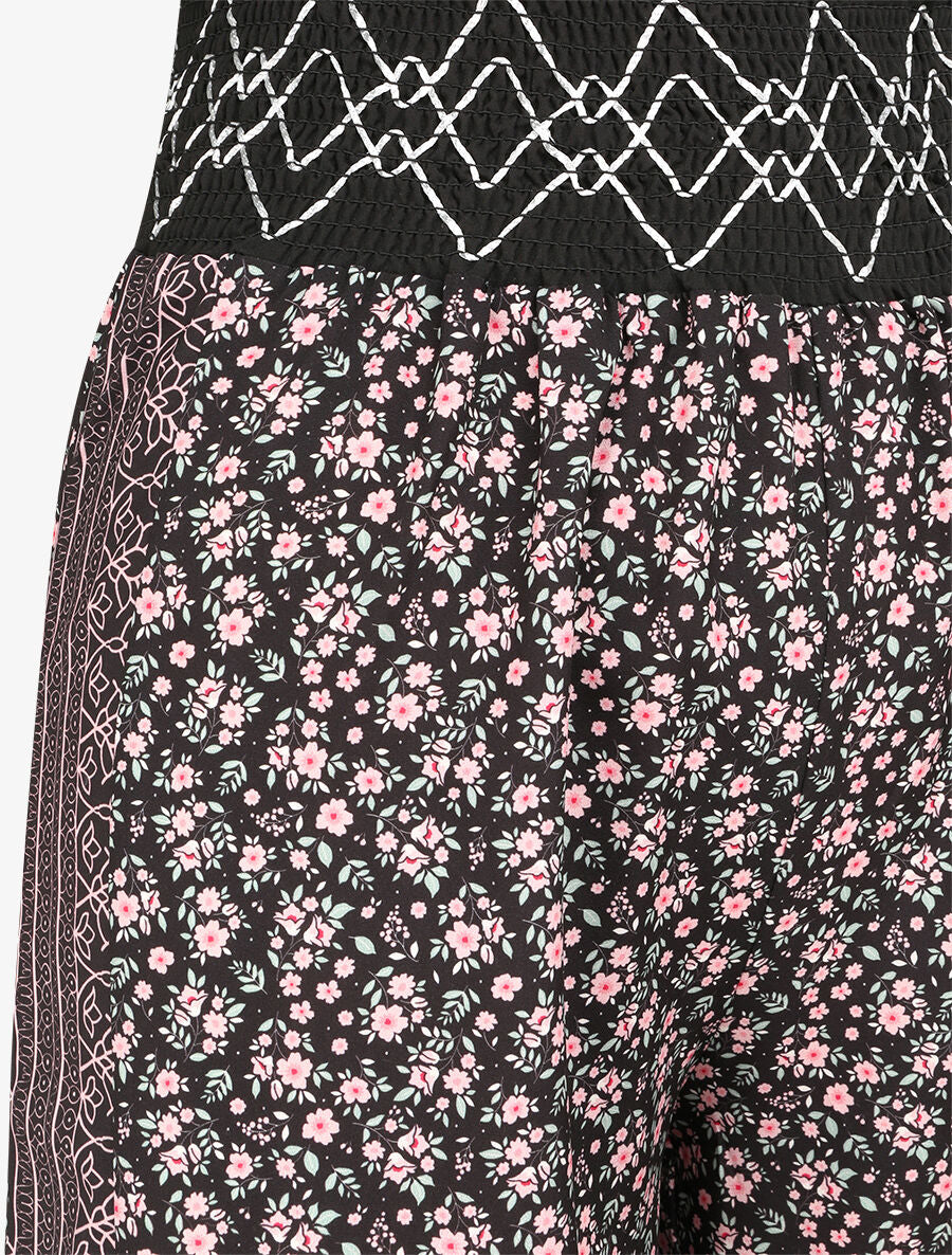 Pantalon fluide coupe flare imprimé petites fleurs - Noir - 3