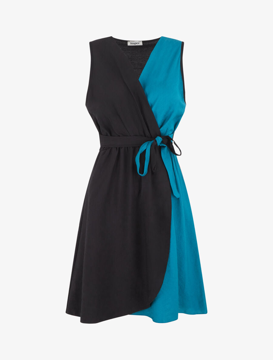 Robe effet portefeuille - Bleu canard - 4