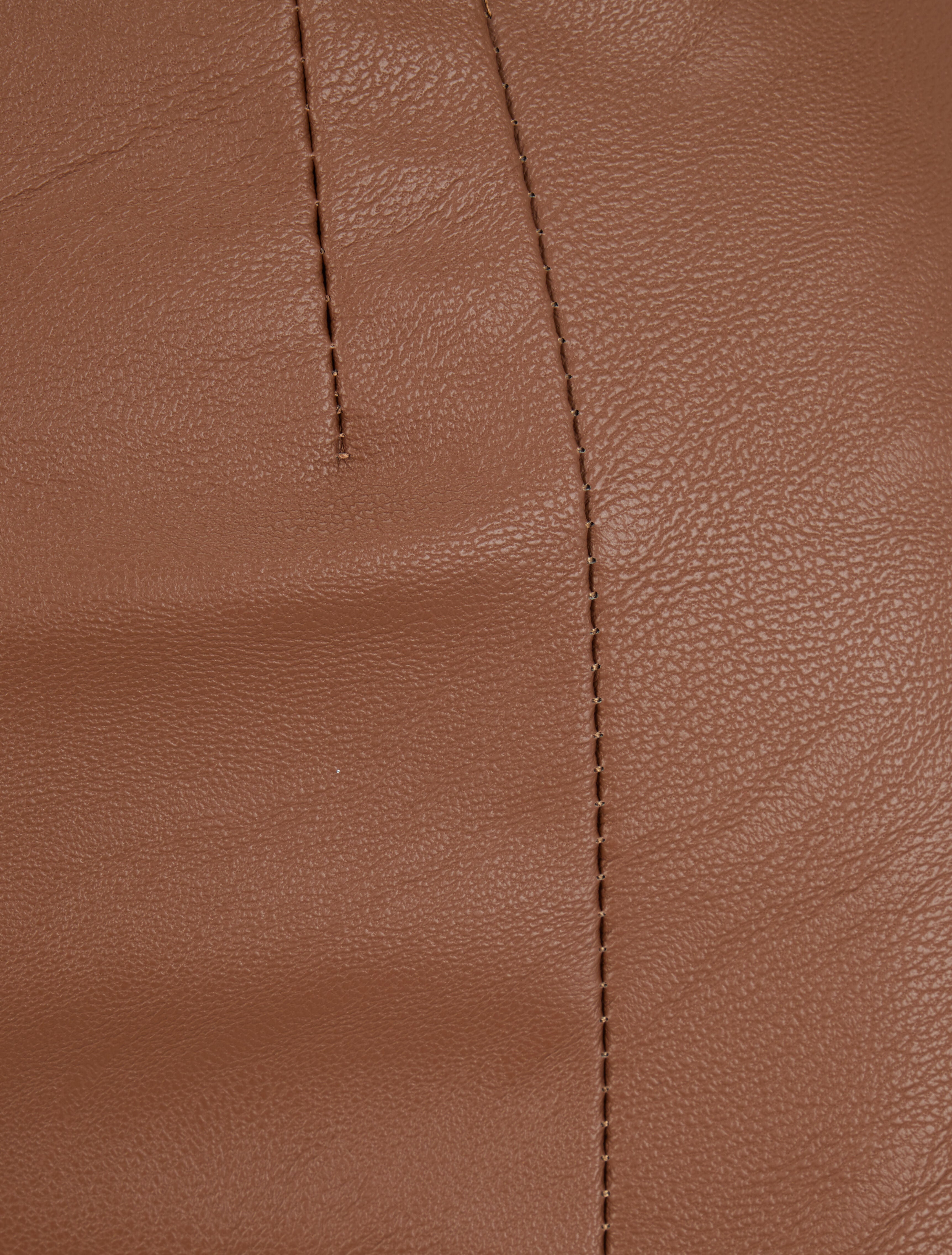 Mini-jupe fendue en simili - Marron - 3