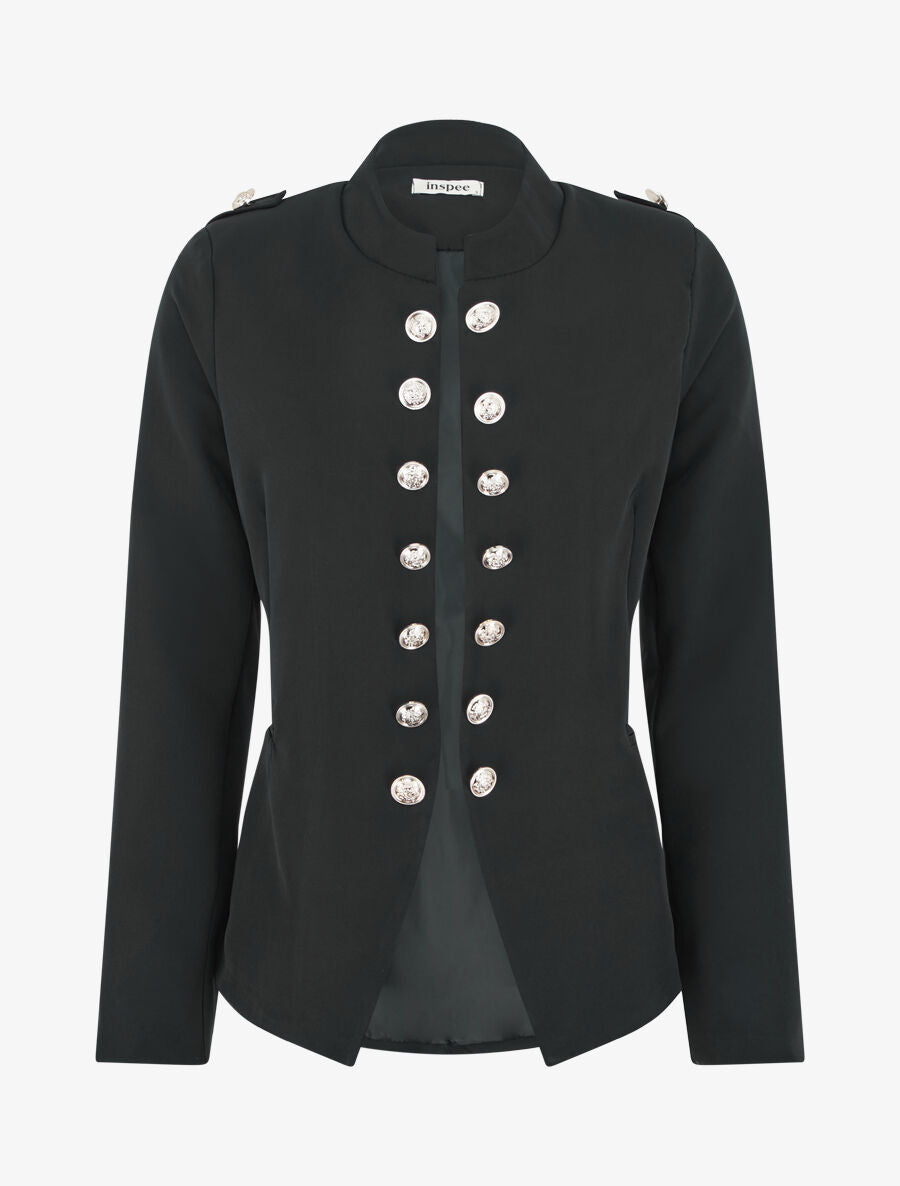 Veste droite style officier - Noir - 1