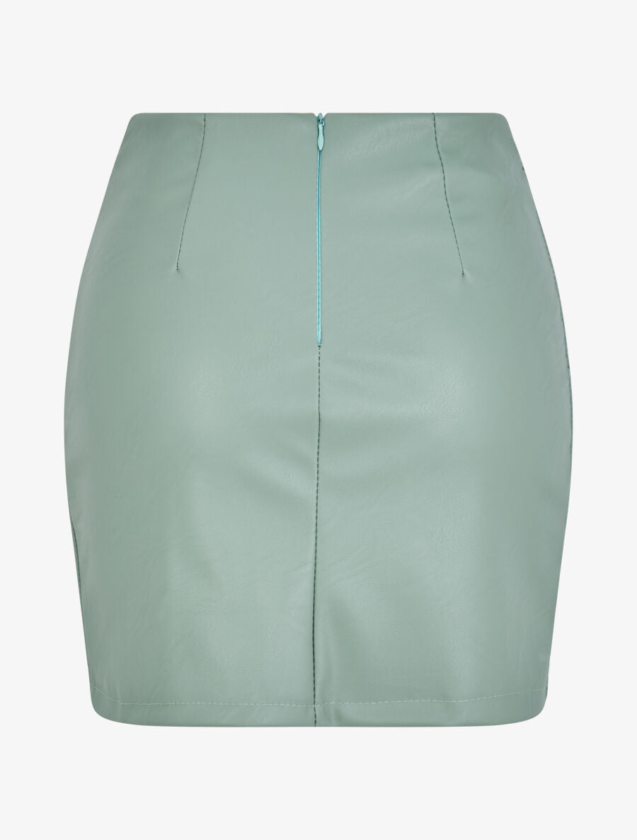 Mini-jupe fendue en simili - Vert d&