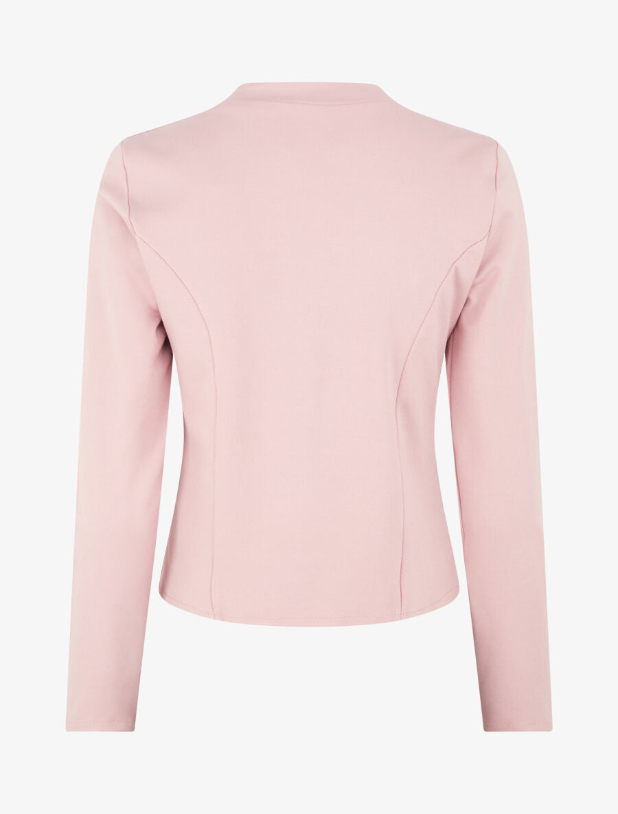 Veste courte ouverte à col cranté - Rose - 2