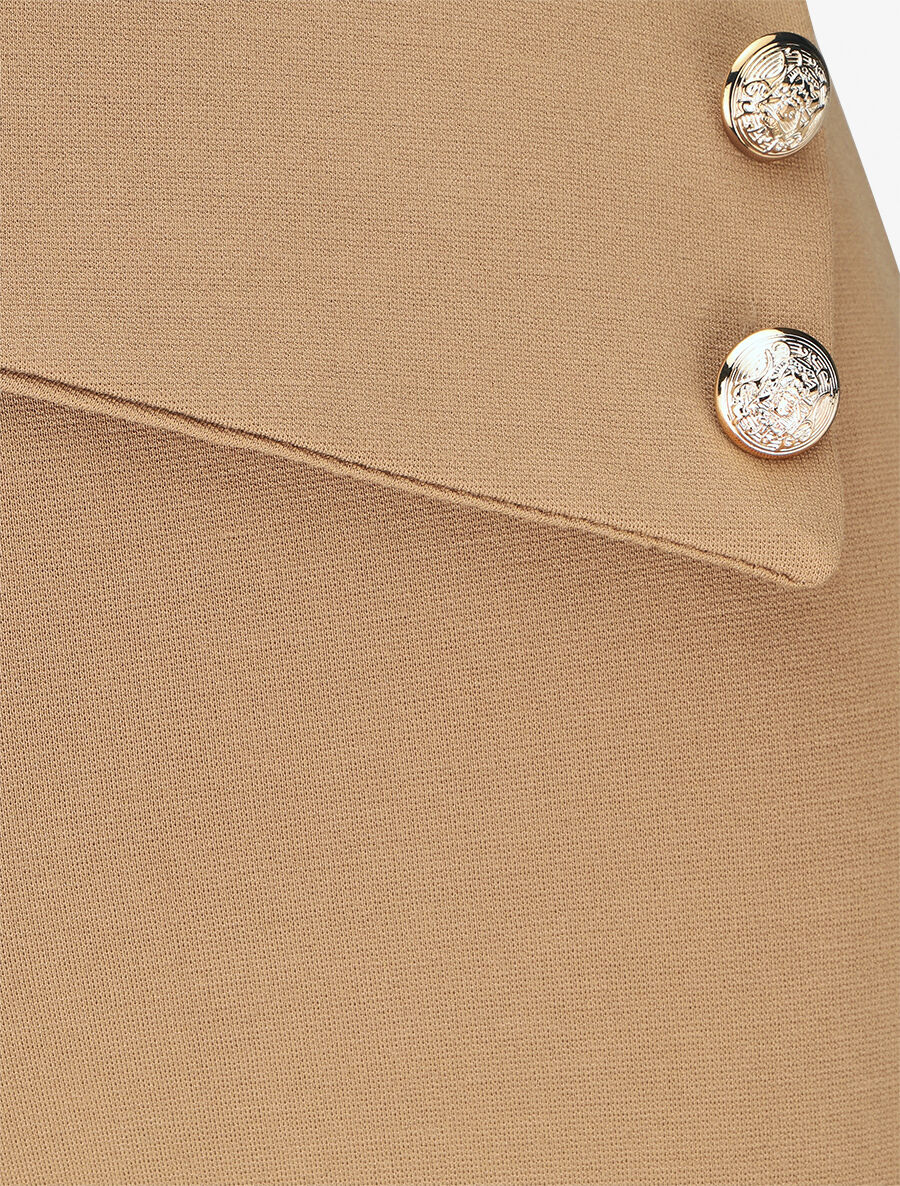 Pantalon uni à boutons décoratifs - Camel - 3