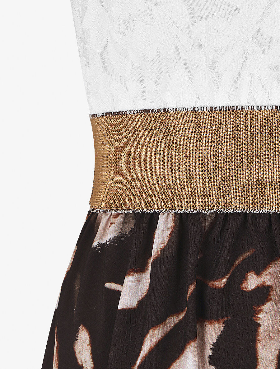 Robe bi-matière imprimé abstrait - Noir - 3