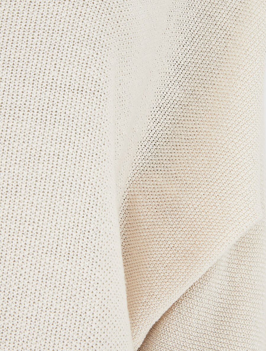 Pull en maille pailletée à manches chauves-souris - Beige - 3