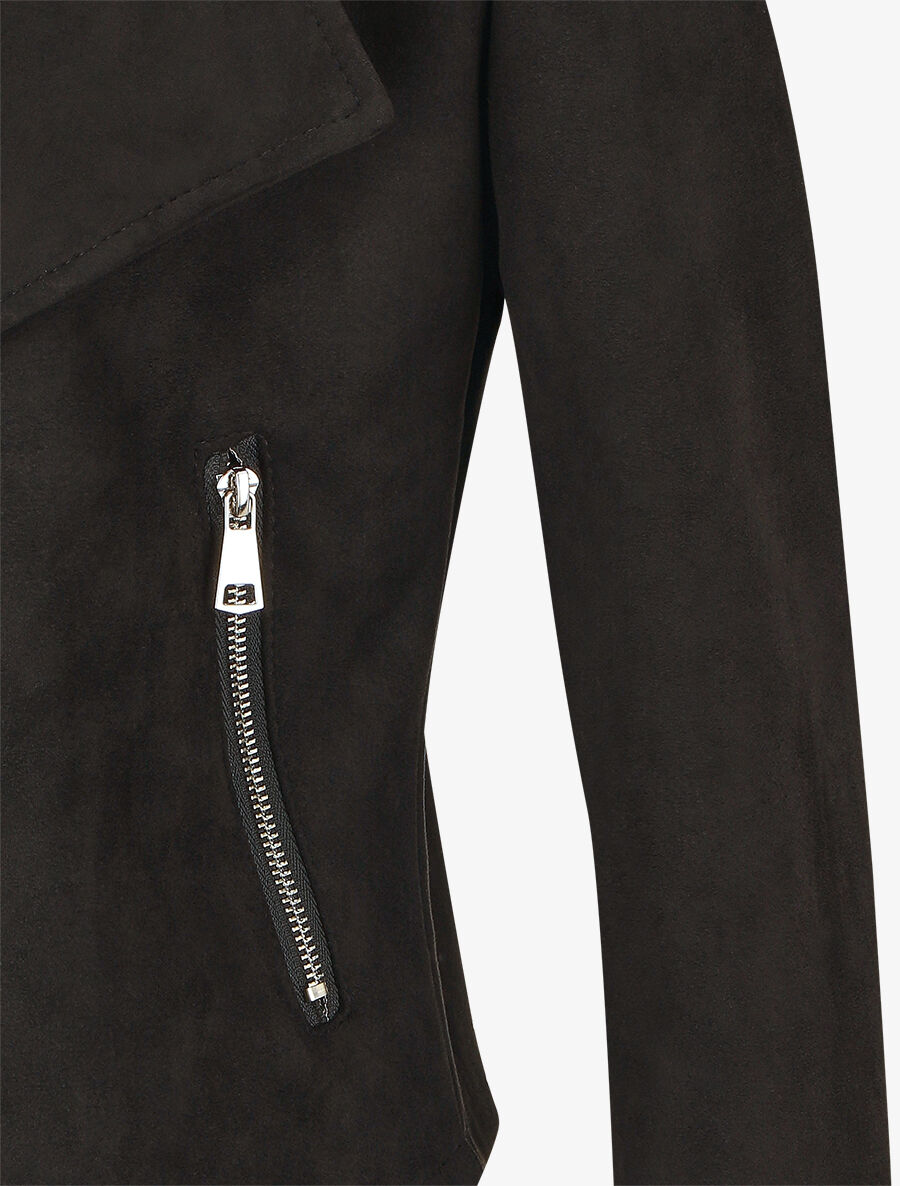 Veste en suédine à pans asymétriques - Noir - 3