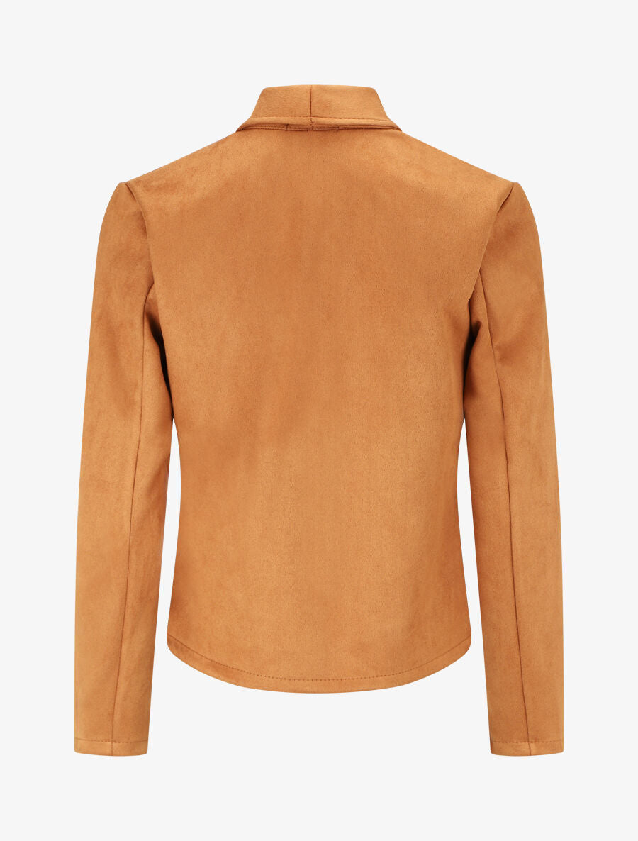 Veste en suédine à pans asymétriques - Camel - 2