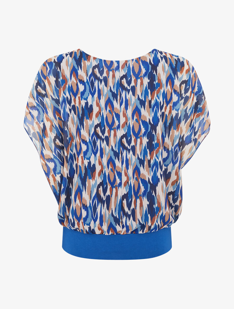 Blouse en voile à manches volantées - Bleu roi - 2