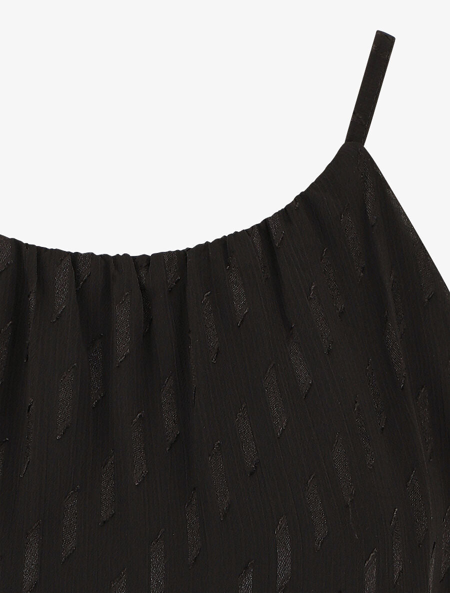Top évasé texturé sans manches - Noir - 3