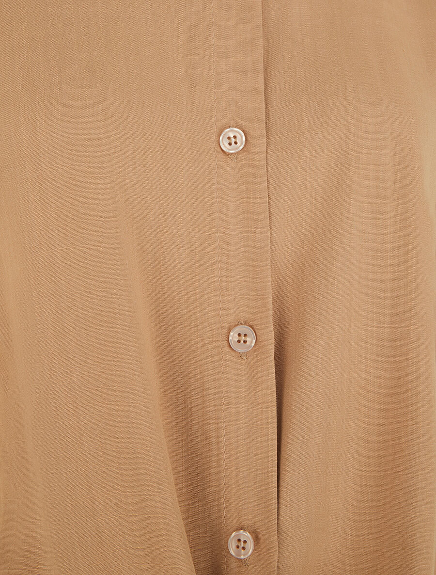 Chemise à nouer et à manches retroussables - Camel - 3