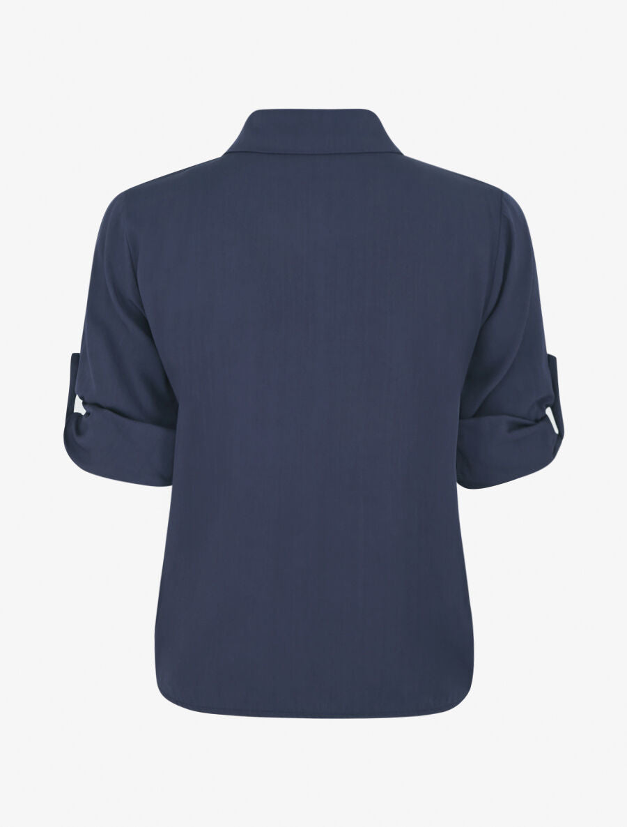 Chemise à nouer et à manches retroussables - Marine - 2