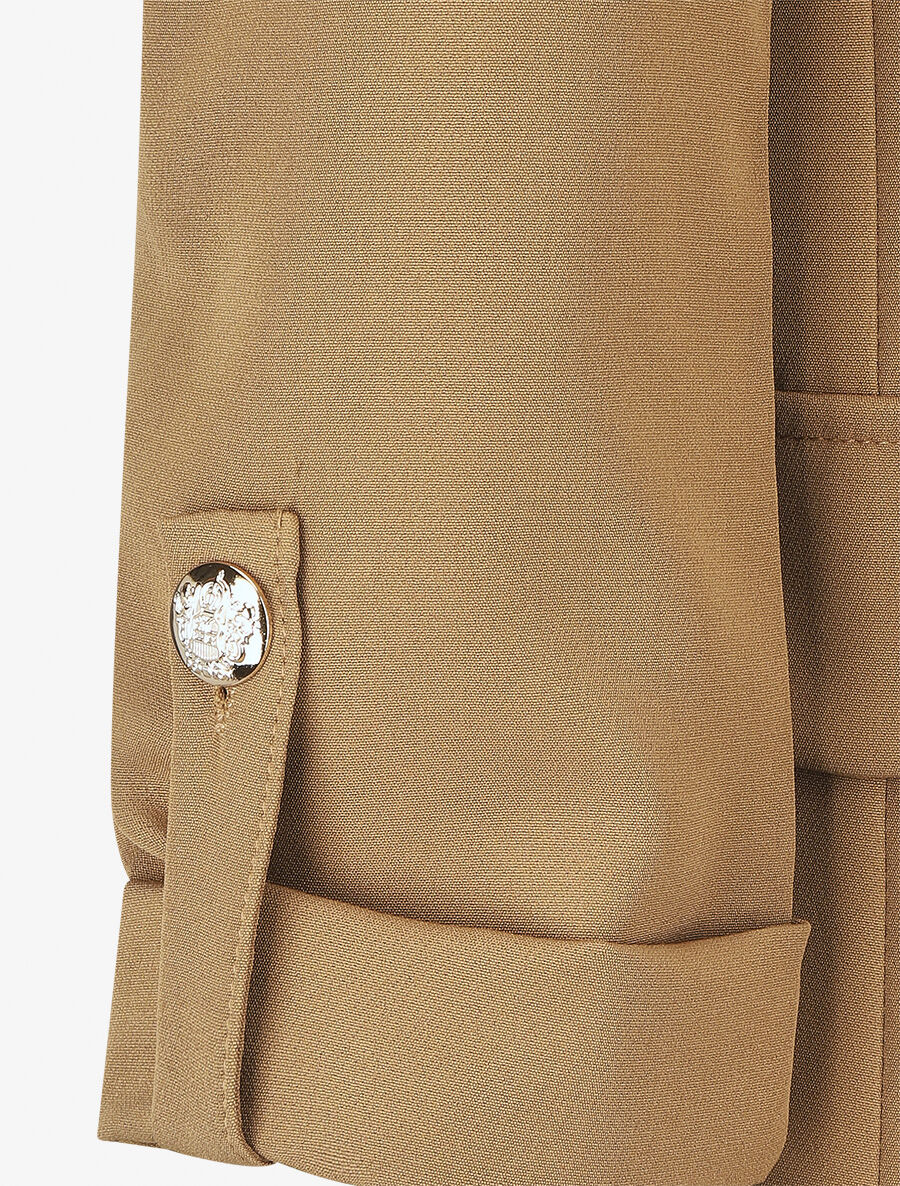 Blazer mi-long uni boutonné - Camel - 3