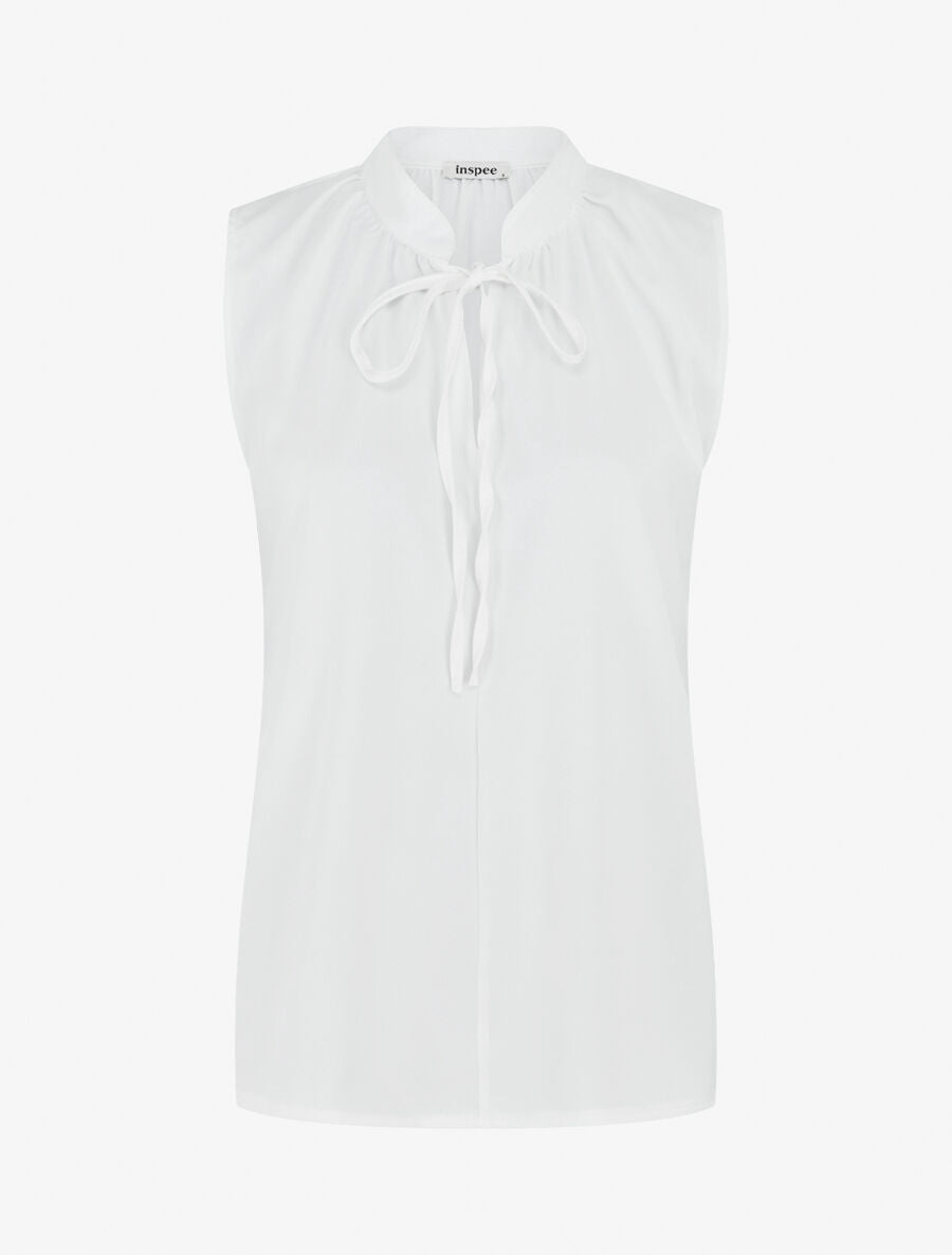 Top sans manches et liens à nouer - Blanc - 1