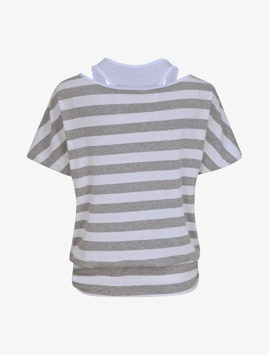 Top marinière coupe boule à débardeur intégré - Gris chiné - 2