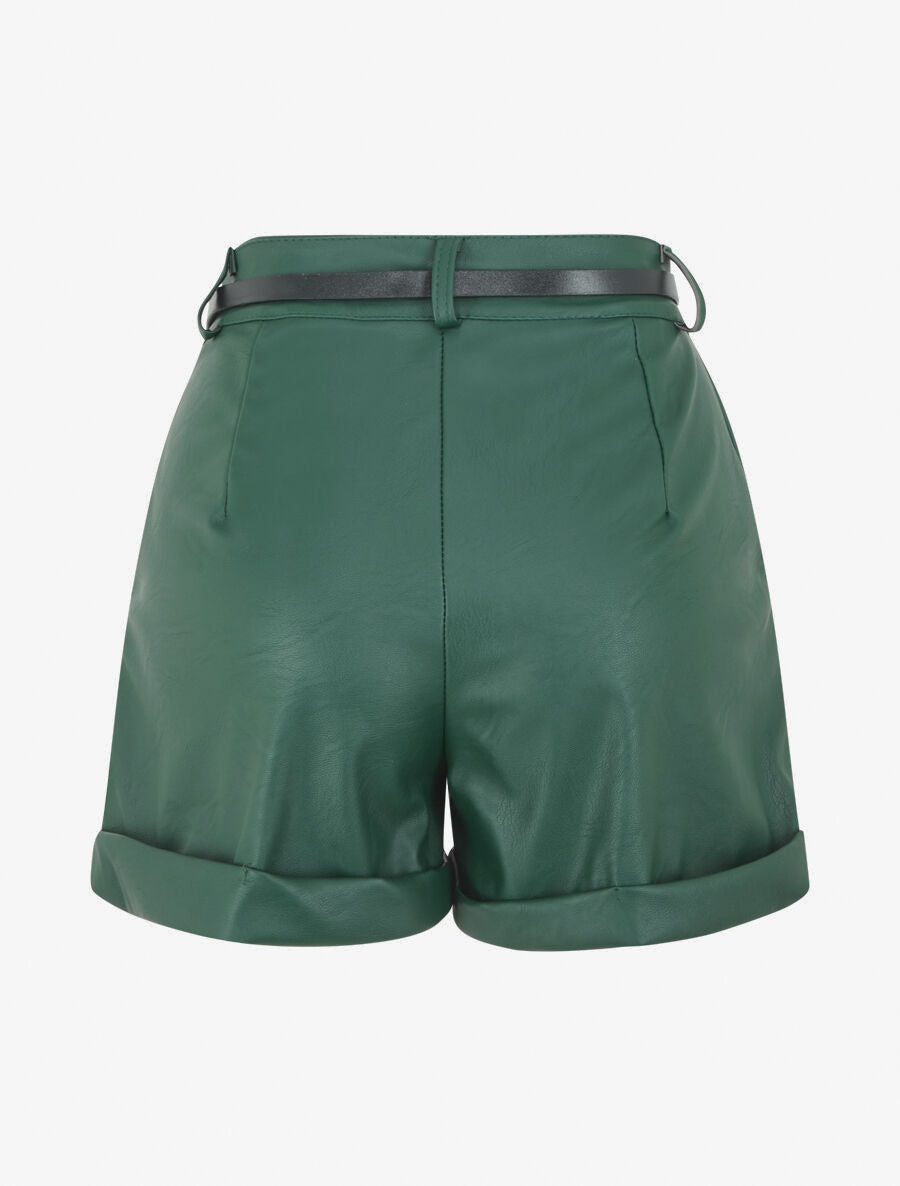 Short en simili à revers - Vert sapin - 2