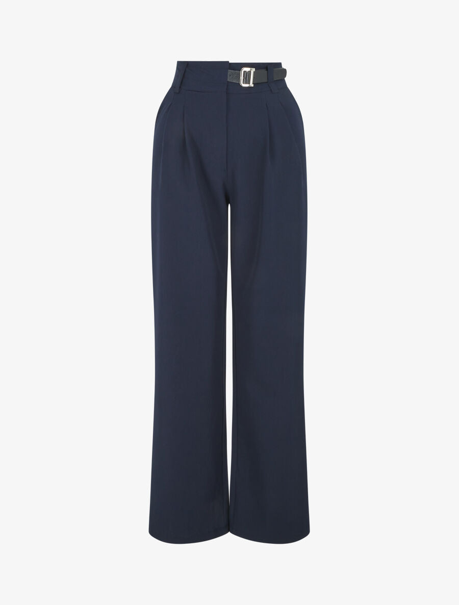 Pantalon ample uni - Marine - 1