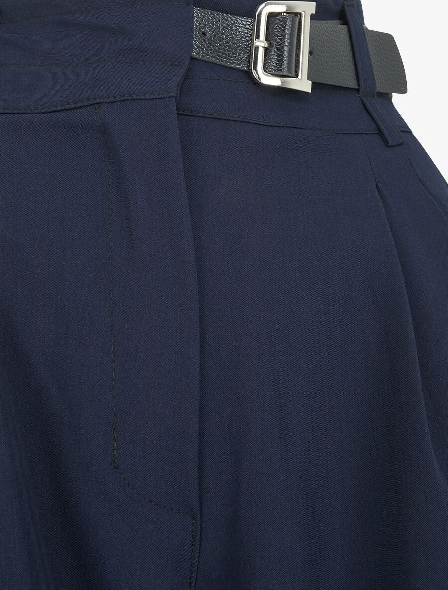 Pantalon ample uni - Marine - 3