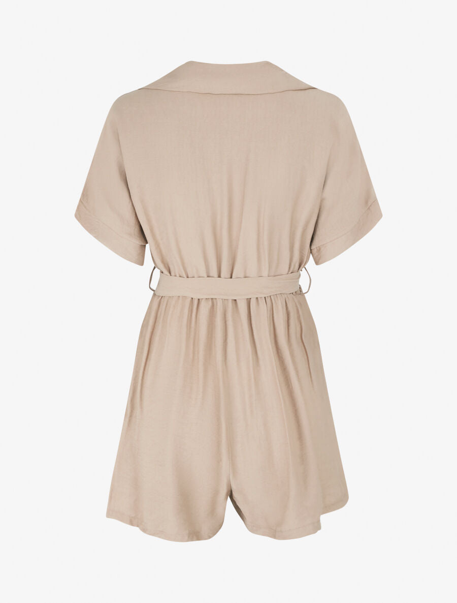 Combishort uni ceinturé - Camel - 2