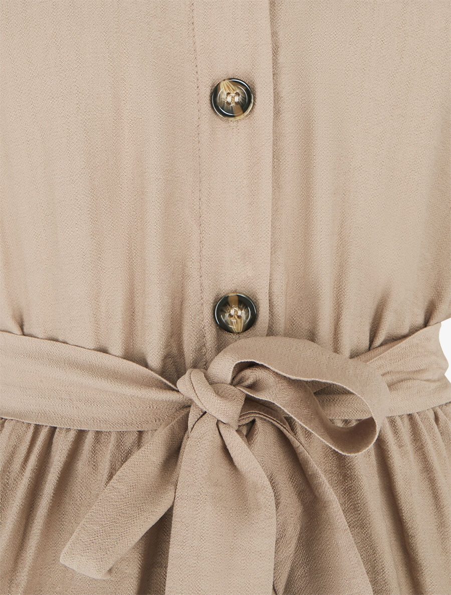 Combishort uni ceinturé - Camel - 3