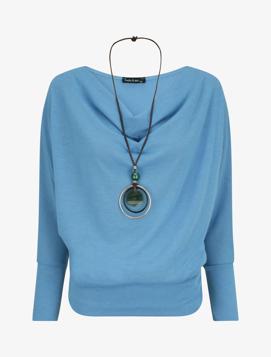 Top coupe boule à encolure bénitier - Bleu layette - 4