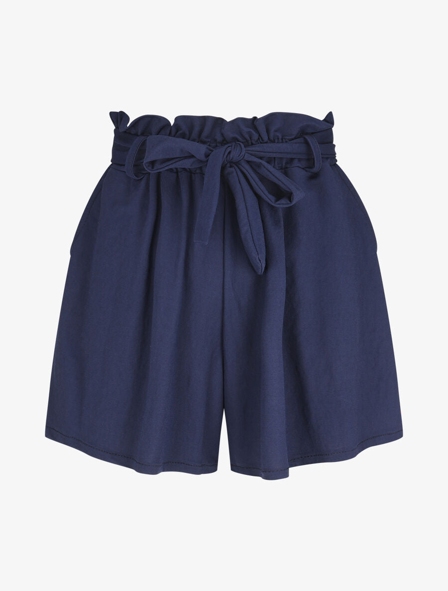 Short évasé taille haute - Marine - 1