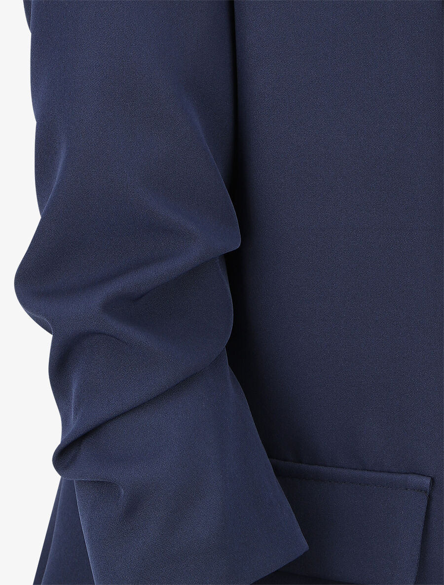 Blazer uni à manches froncées - Marine - 3