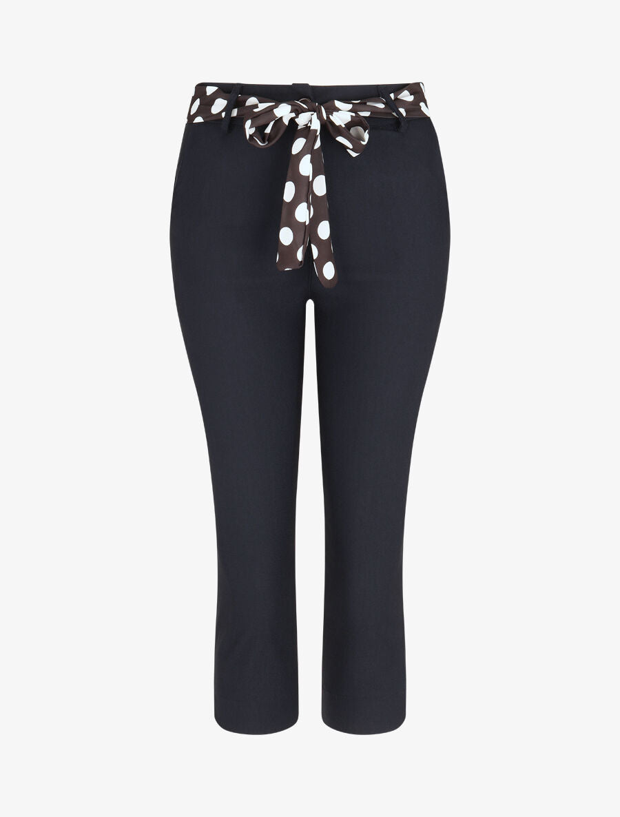 Pantacourt droit taille haute - Marine - 1