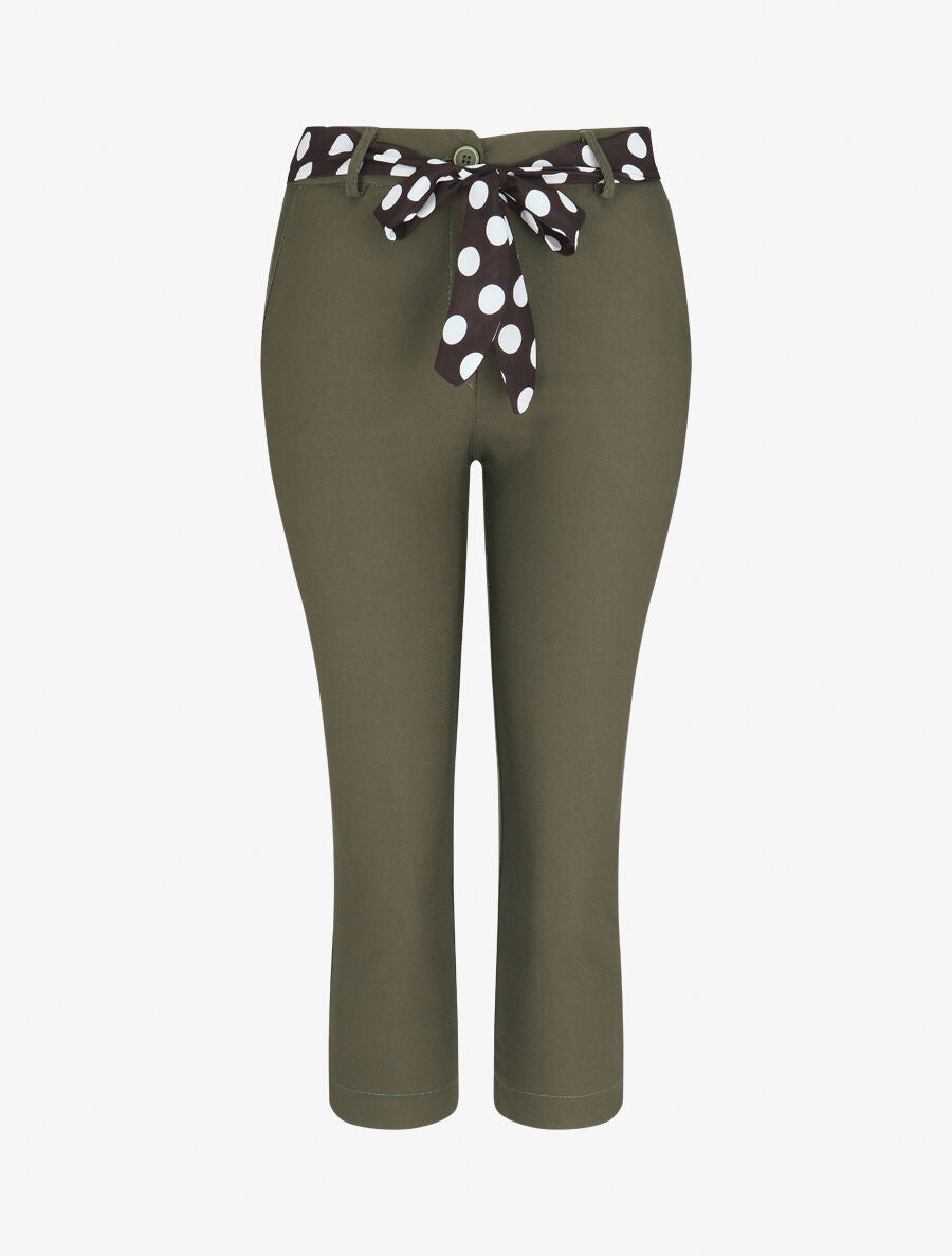 Pantacourt droit taille haute - Kaki - 1