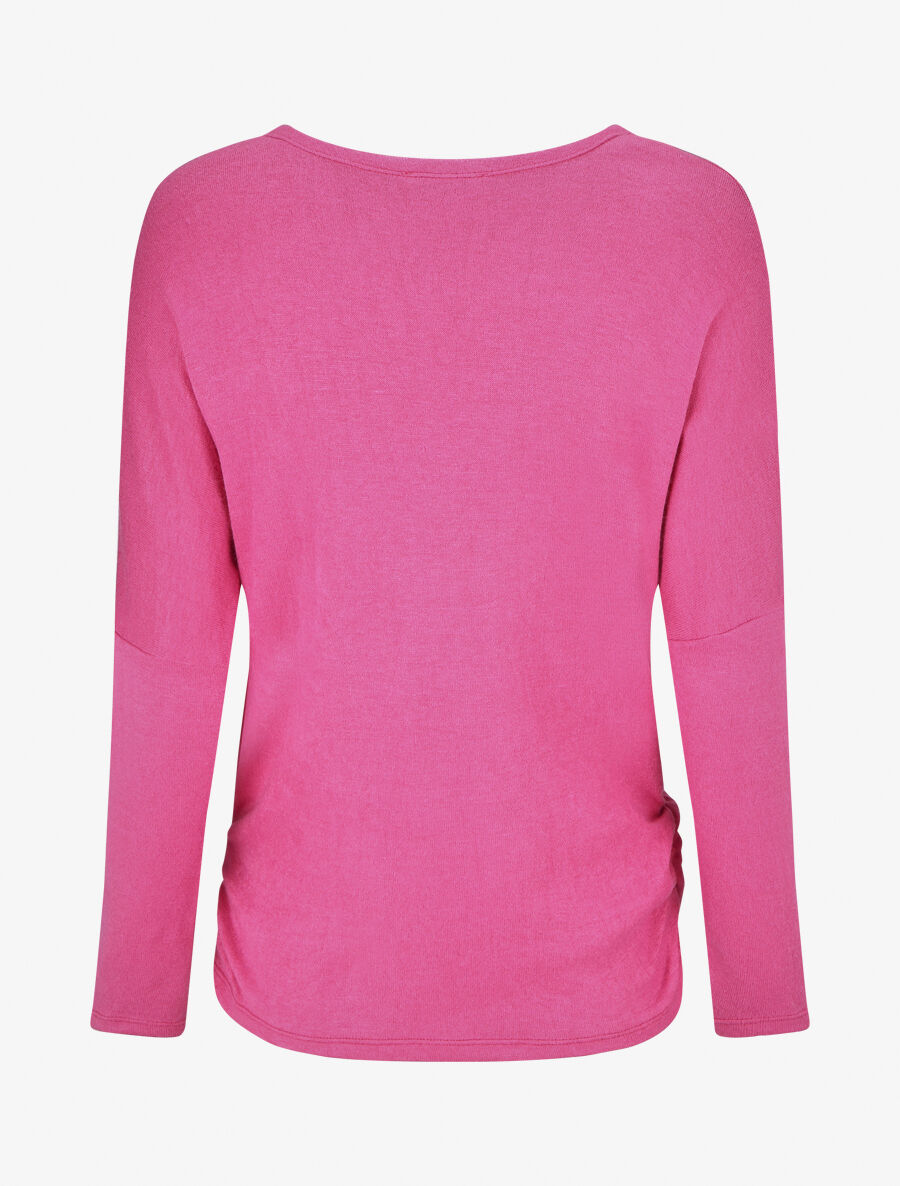 Pull fin à message floqué - Fushia - 2