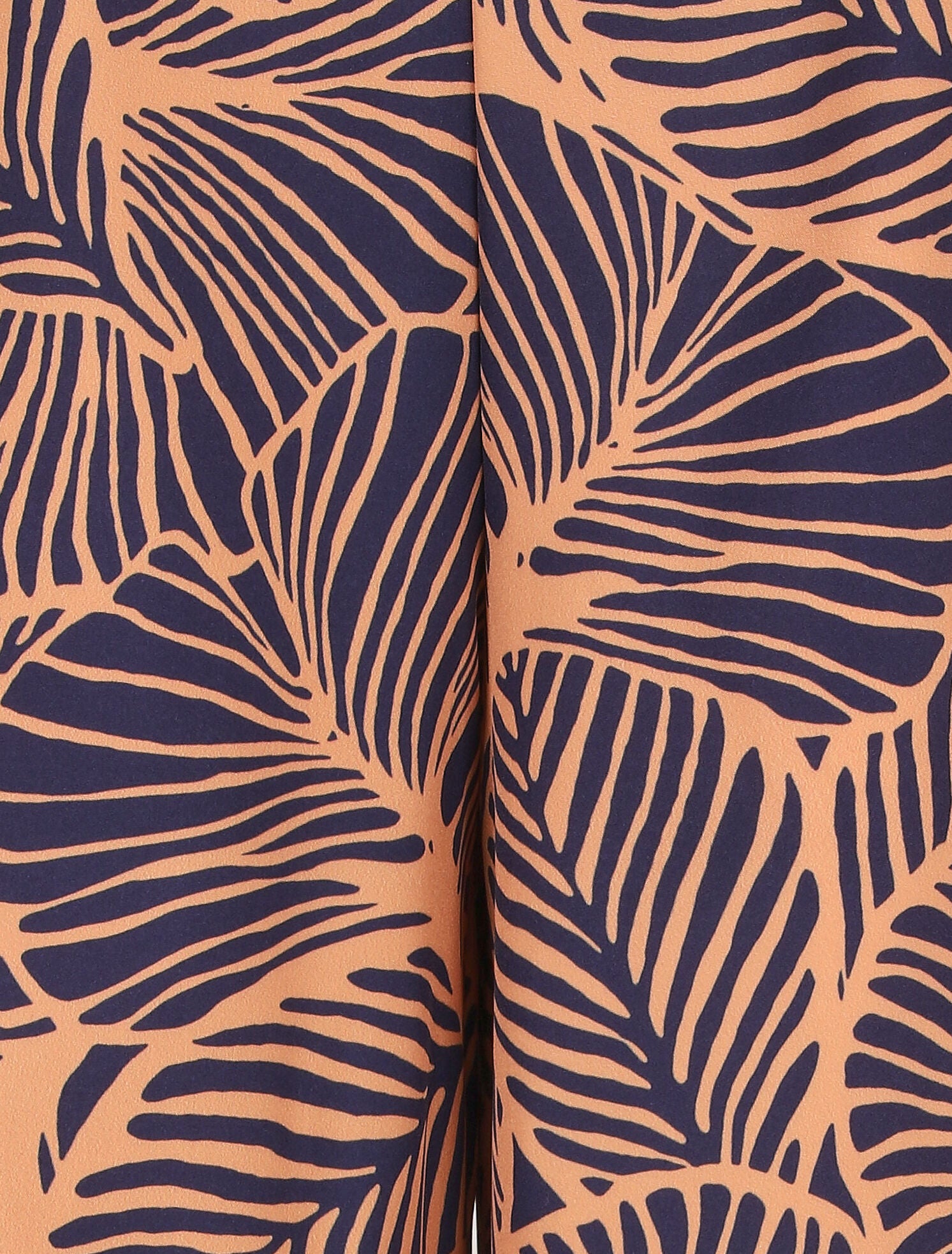 Pantalon ample taille haute imprimé feuilles - Marine - 3